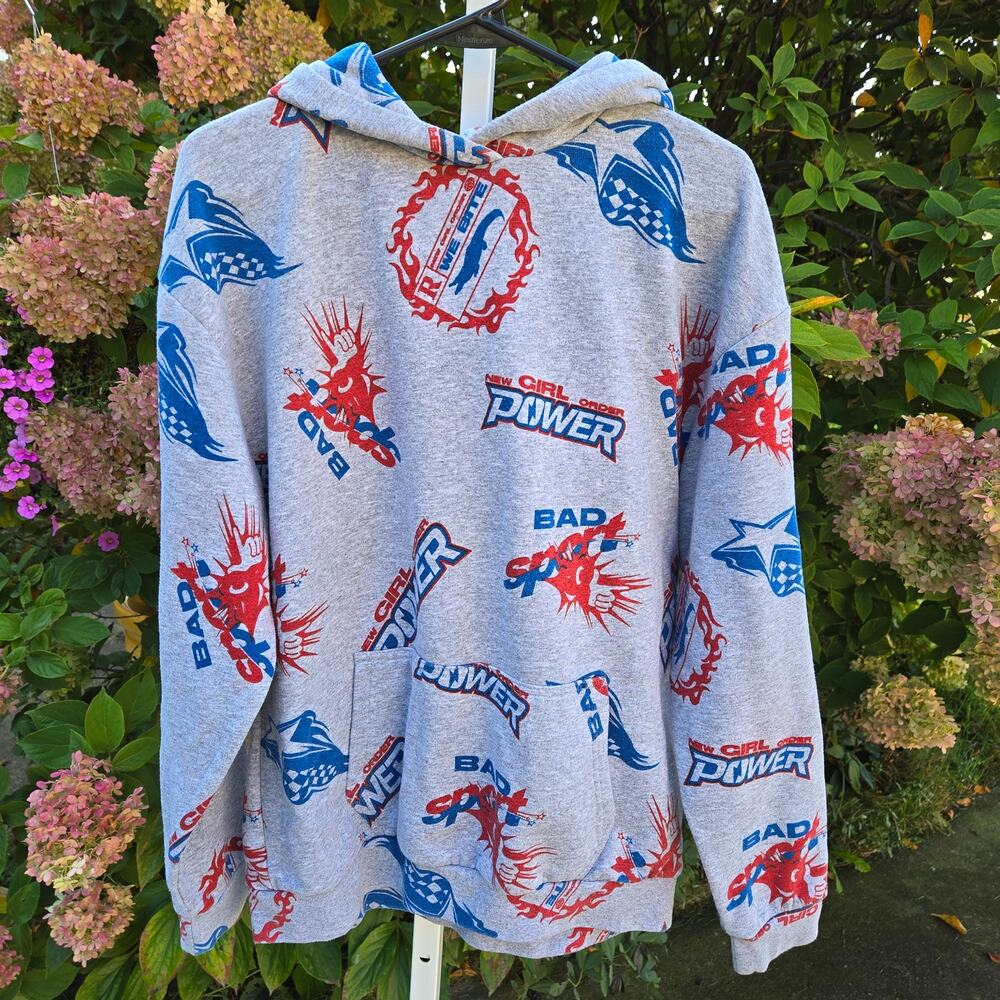 New Girl Order Sport Graphic Print Gray Hoodie Bad Sport We Bite size 8